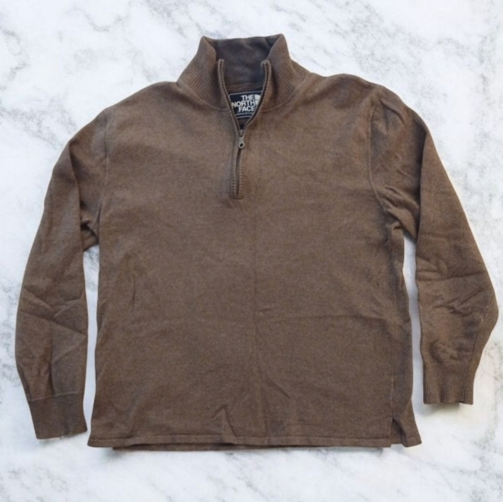 The North Face Wool Blend Quarter Zip Pullover Long Sleeve Knit Sweater Mens L